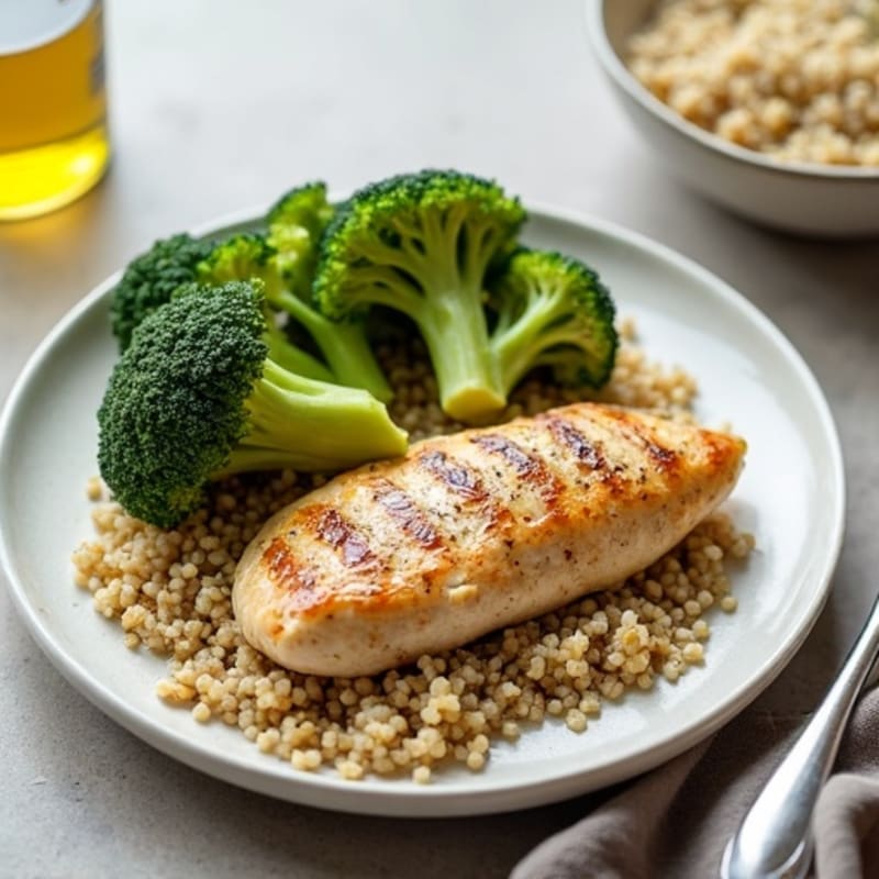 Grilled Chicken Breast with Roasted Broccoli and Quinoa