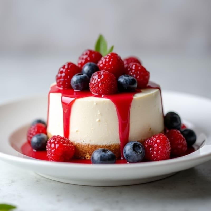 Greek Yogurt Protein Cheesecake with Mixed Berries