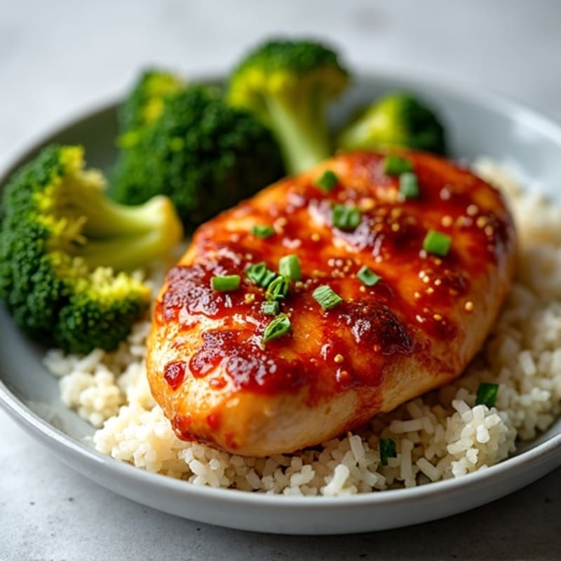 Sweet and Spicy Glazed Chicken with Roasted Broccoli