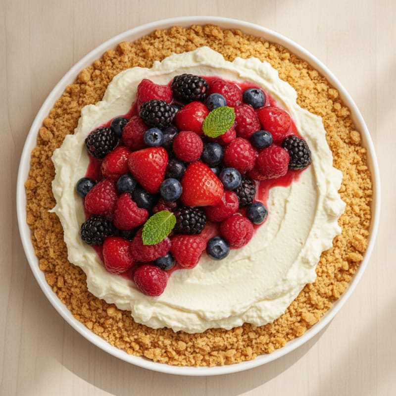 Greek Yogurt Protein Cheesecake with Mixed Berries