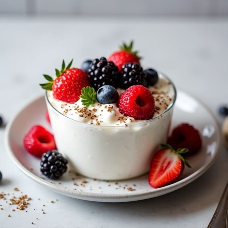 Silky Greek Yogurt Protein Pudding with Fresh Berries