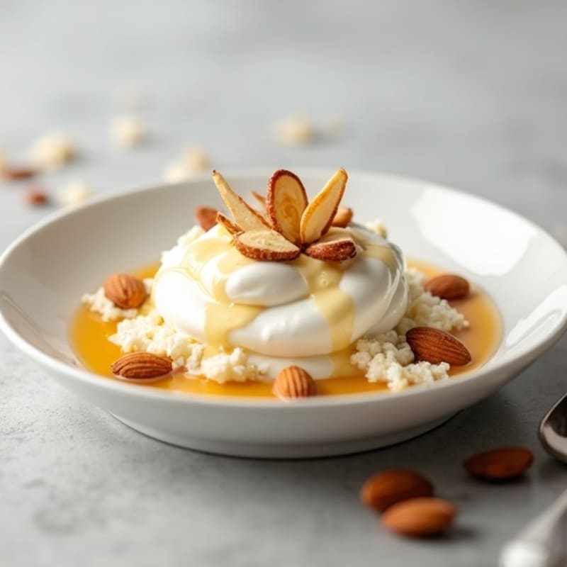 Creamy Vanilla Protein Yogurt with Sliced Almonds