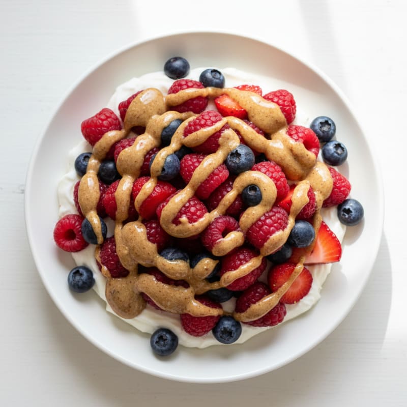 Greek Yogurt Protein Parfait with Mixed Berries and Almond Butter