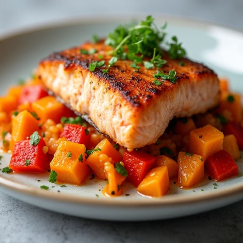 Pan-Seared Salmon and Sweet Potato Hash