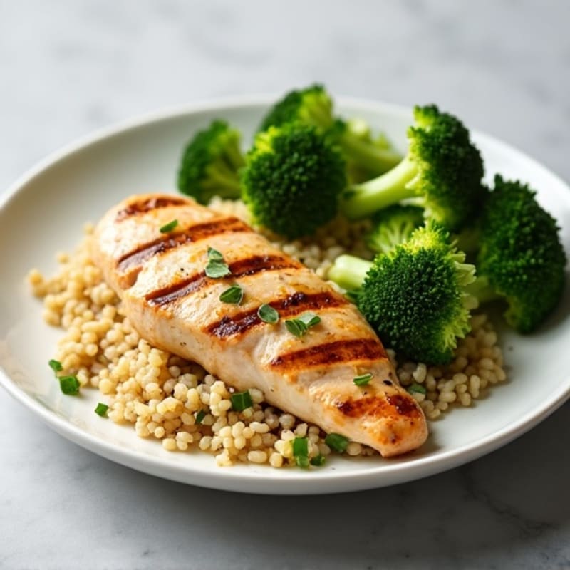 Grilled Chicken Breast with Quinoa and Steamed Broccoli