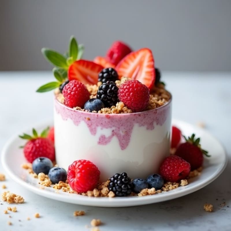 Greek Yogurt Protein Mousse with Mixed Berries