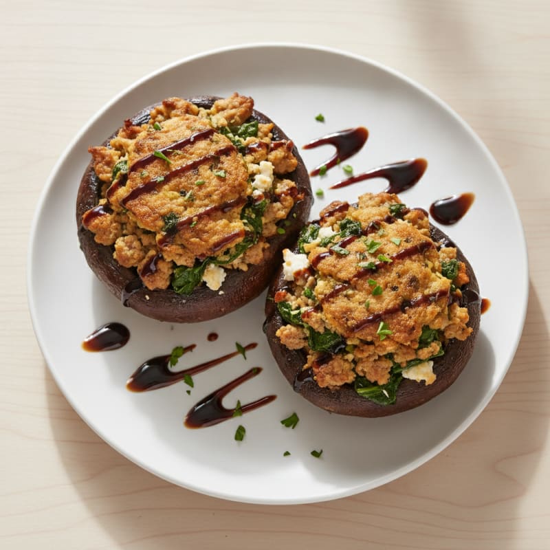 Herb-Stuffed Portobello Mushrooms with Balsamic Glaze