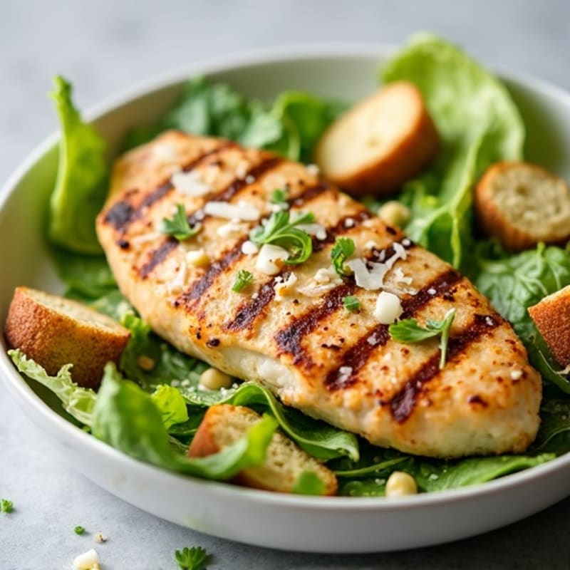 Grilled Chicken Caesar Salad with Crispy Romaine