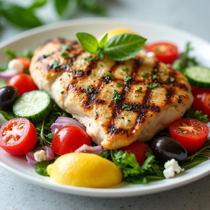 Herb-Citrus Grilled Chicken with Fresh Mediterranean Salad