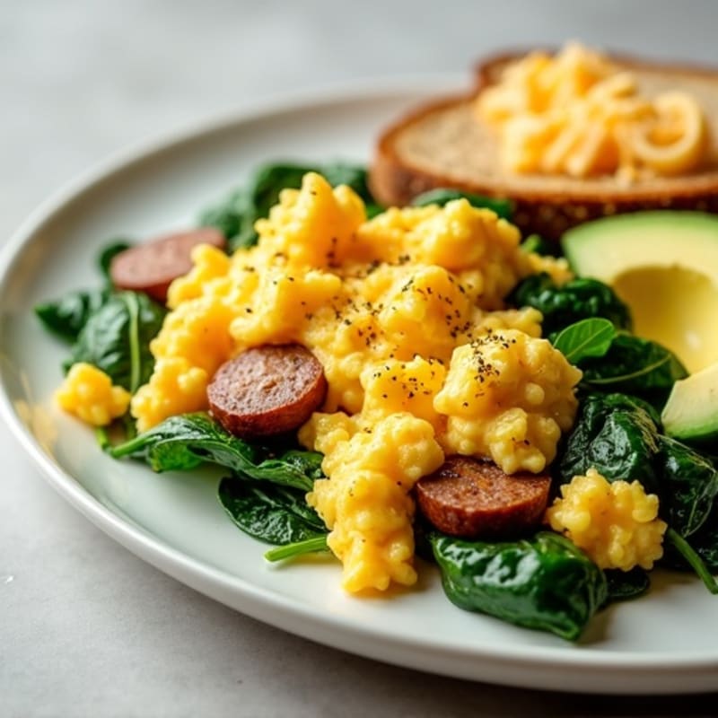Egg White Scramble with Spinach and Turkey Sausage