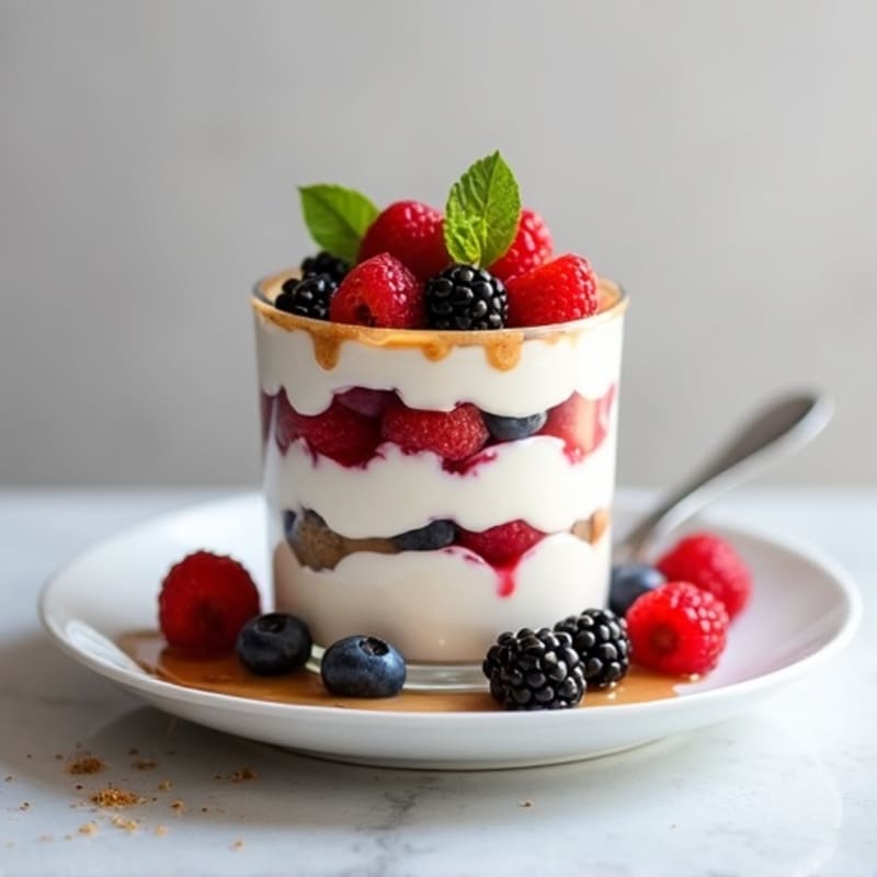 Greek Yogurt Protein Parfait with Almond Butter and Berries