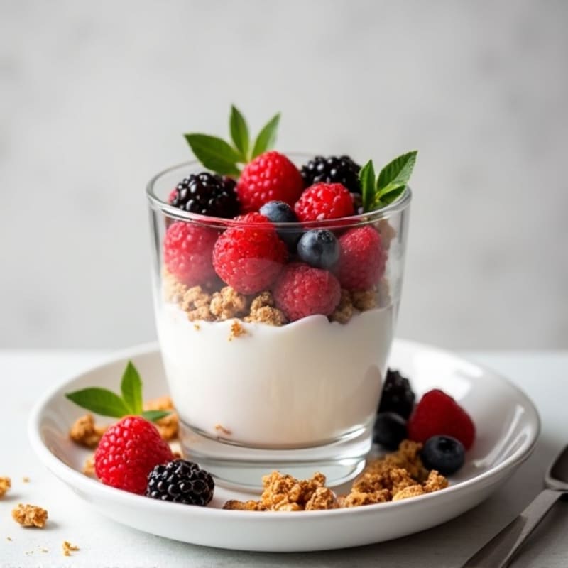Greek Yogurt Parfait with Mixed Berries and Protein Granola