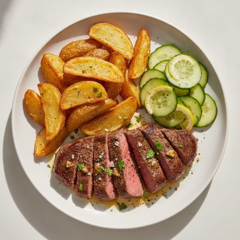 Garlic Herb Beef with Roasted Potatoes
