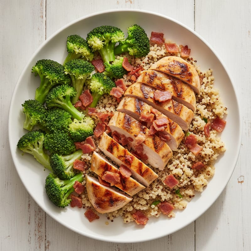 Grilled Chicken Breast with Quinoa and Steamed Broccoli