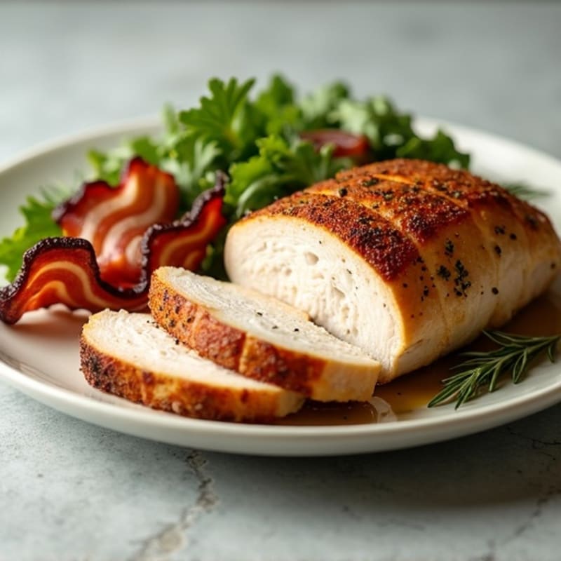 Herb-Roasted Turkey with Crispy Bacon and Fresh Greens