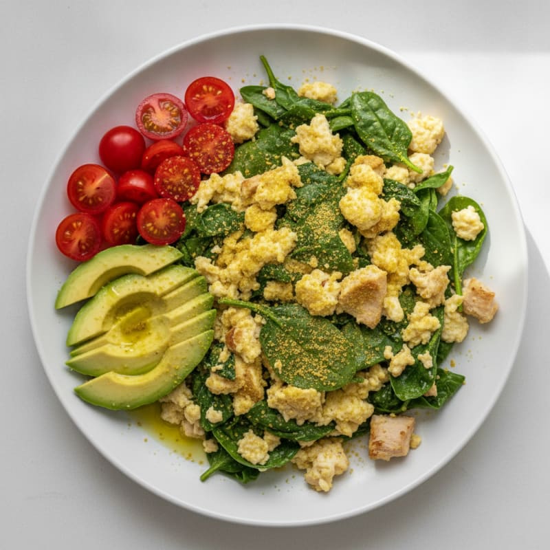 Egg White Spinach Scramble with Turkey Breast
