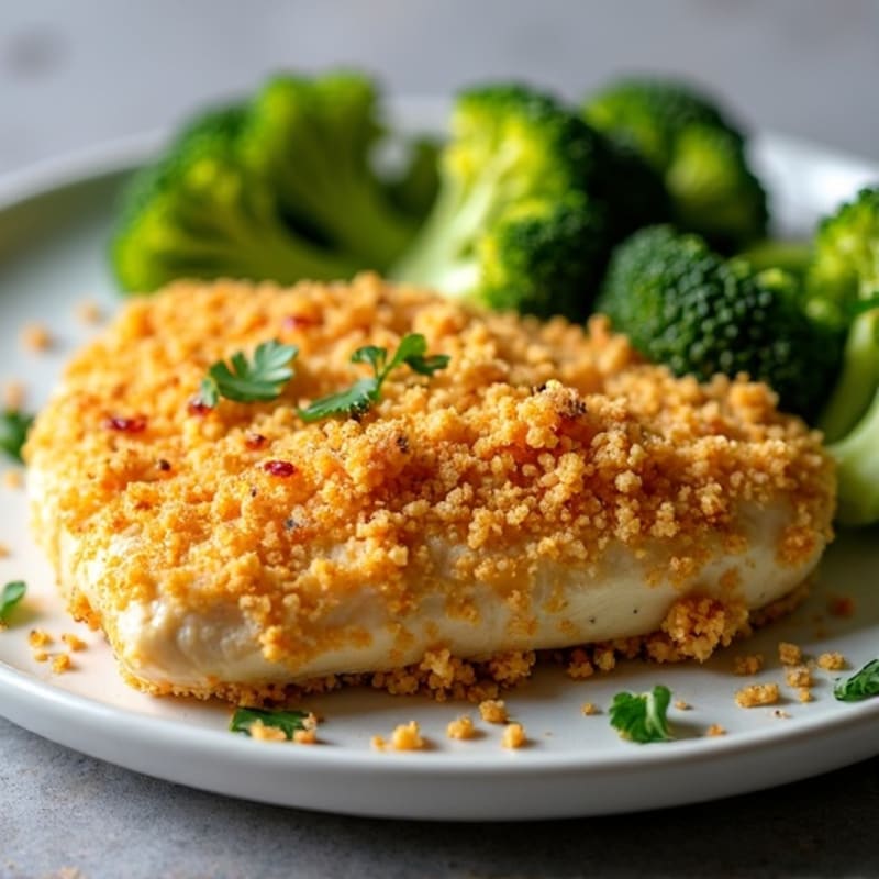 Crispy Baked Parmesan Crusted Chicken with Roasted Broccoli