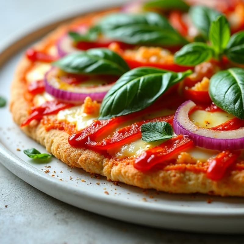 Crispy Chicken Crust Pizza with Fresh Vegetables