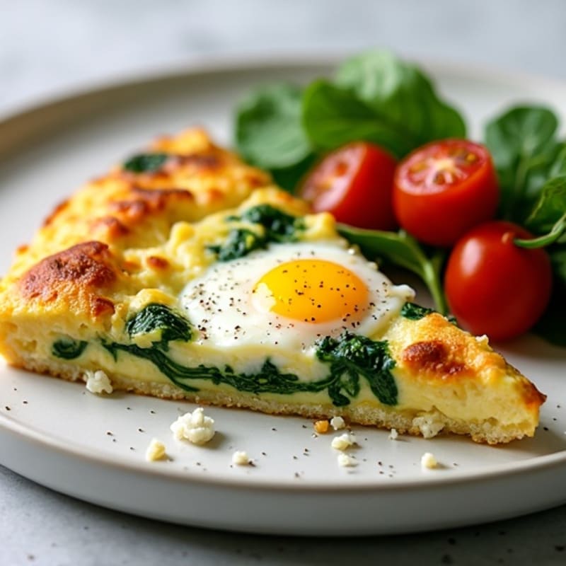 Silky Baked Egg Frittata with Fresh Spinach and Cherry Tomatoes