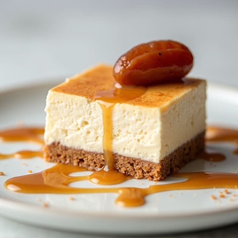 Greek Yogurt Protein Cheesecake with Date Caramel Drizzle