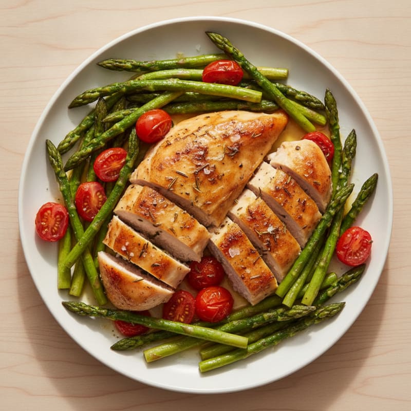 Lemon Herb Roasted Chicken with Asparagus