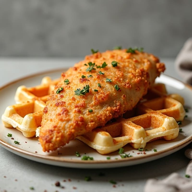 Crispy Baked Chicken with Almond Flour Waffles