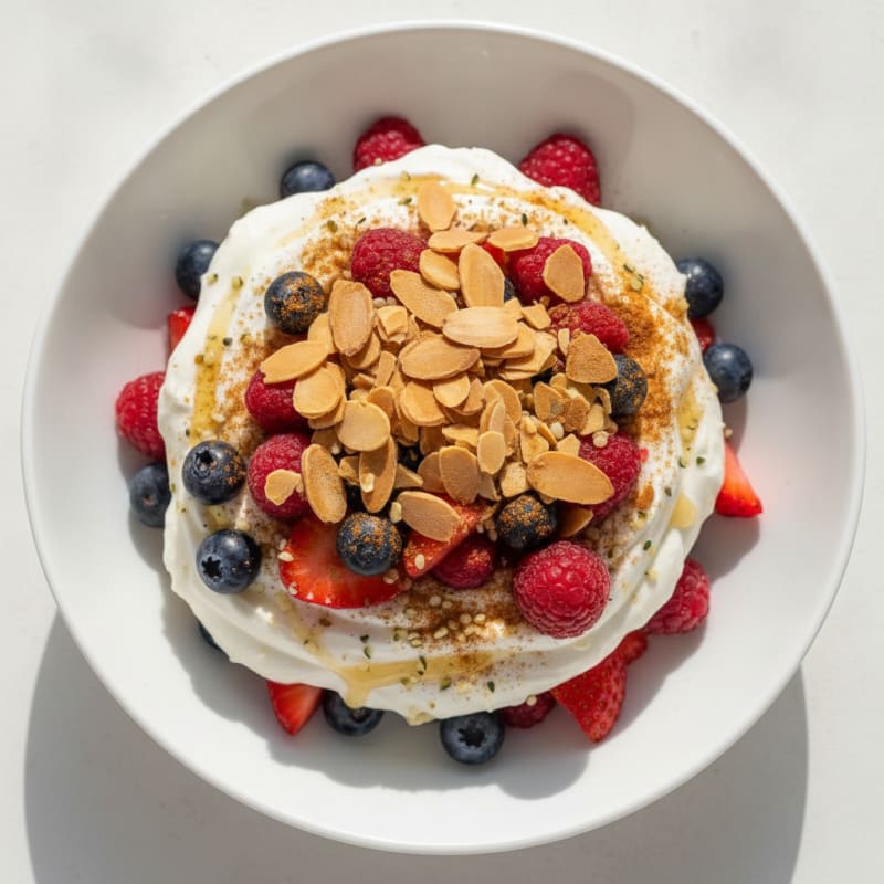 Creamy Greek Yogurt Parfait with Mixed Berries and Toasted Almonds