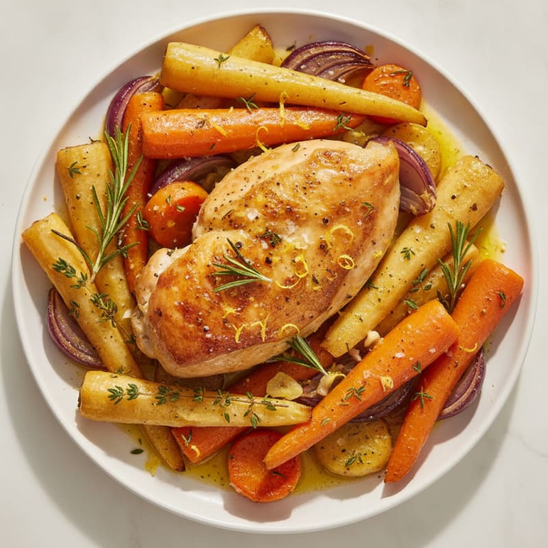 Lemon Herb Roasted Chicken with Root Vegetables