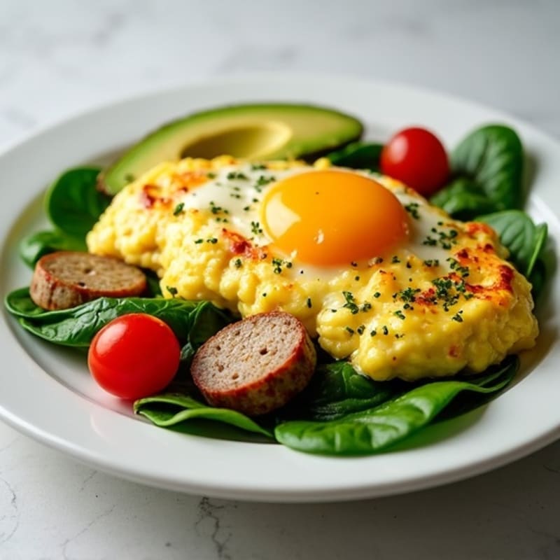 Egg White Scramble with Turkey Sausage and Spinach