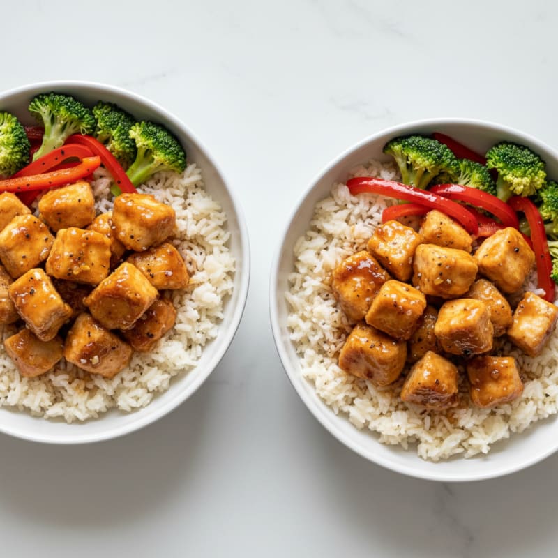 Crispy Honey-Garlic Chicken Bowls