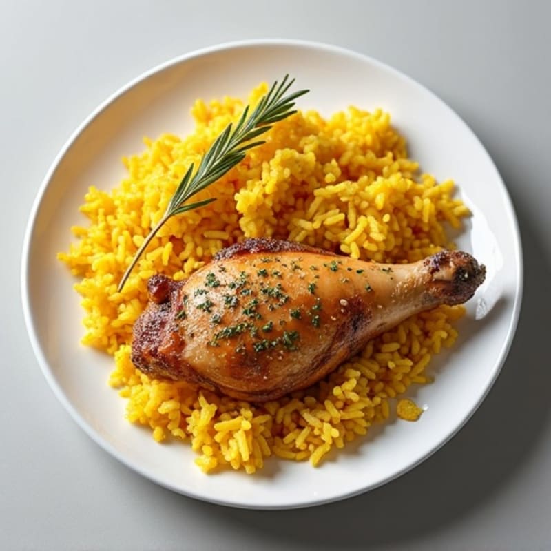 Herb-Roasted Chicken with Fluffy Turmeric Rice