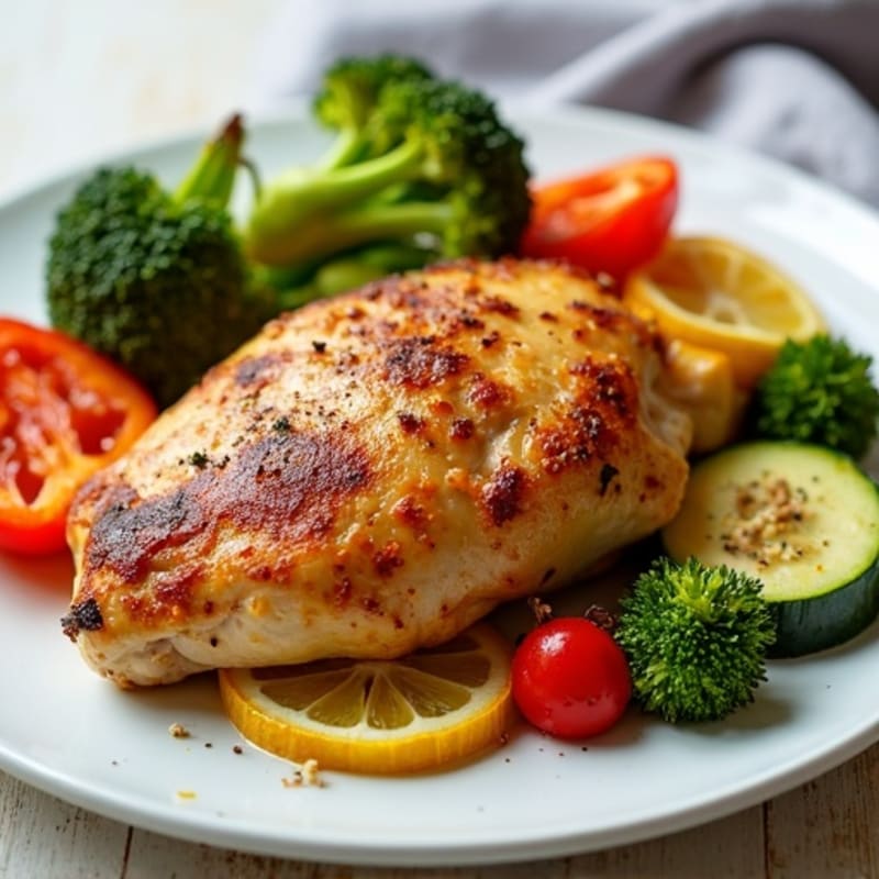 Spiced Roasted Chicken with Lemon Garlic Vegetables