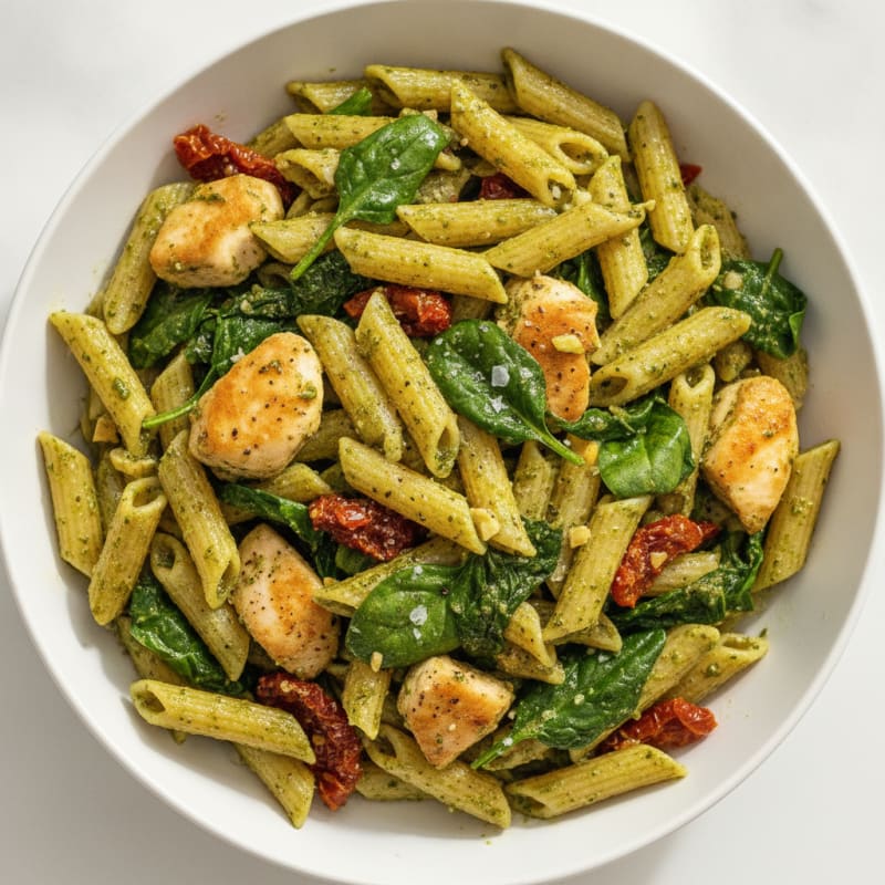 Pesto Chicken Pasta with Sun-Dried Tomatoes