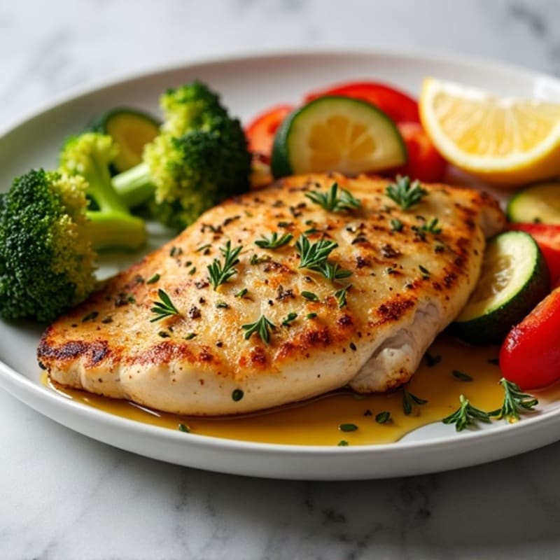 Herb-Crusted Pan Seared Chicken with Roasted Vegetables