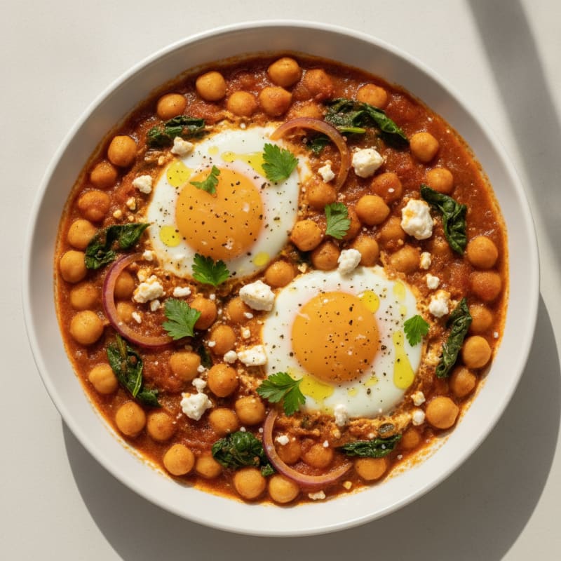 Baked Eggs with Spiced Chickpeas