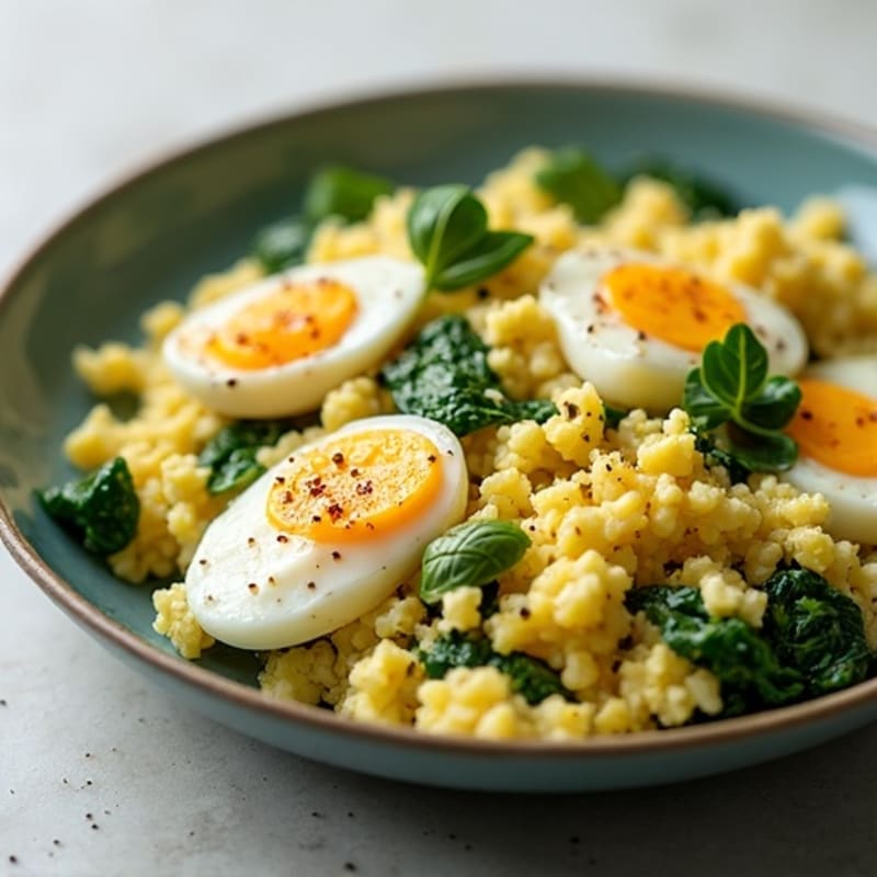 Egg White Scramble with Cottage Cheese and Spinach