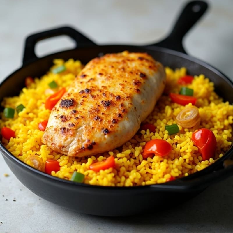 Saffron Chicken and Yellow Rice Skillet