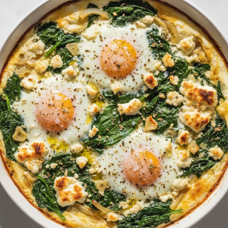 Baked Eggs with Spinach and Feta
