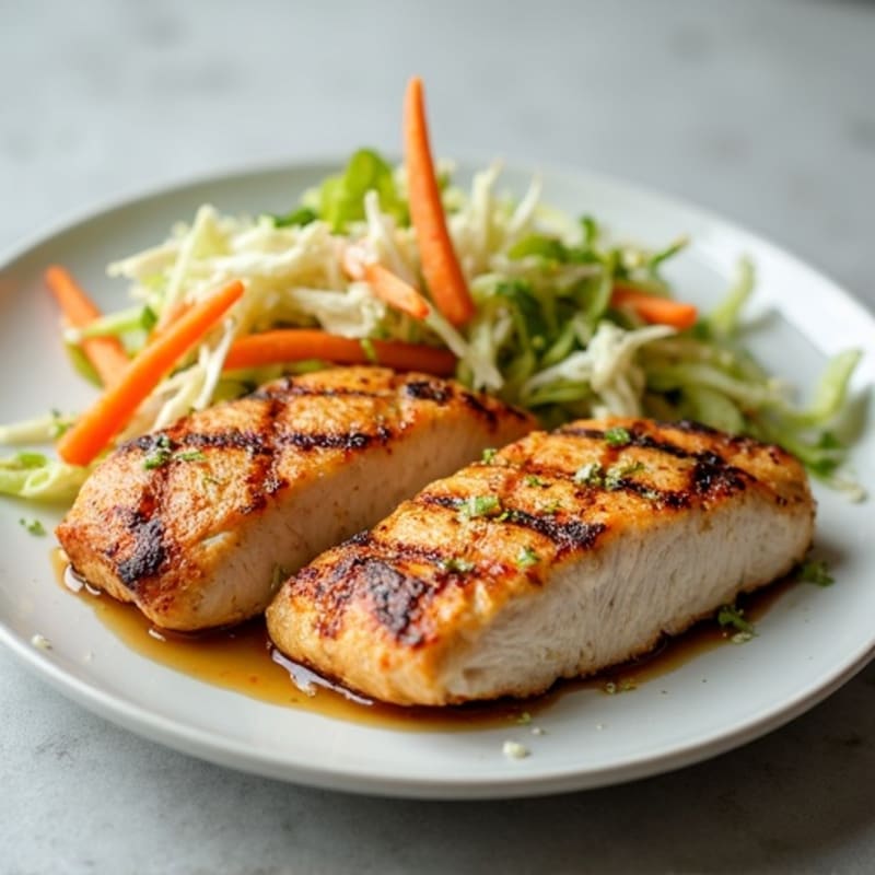 Grilled Chicken Breast with Crunchy Cabbage Slaw