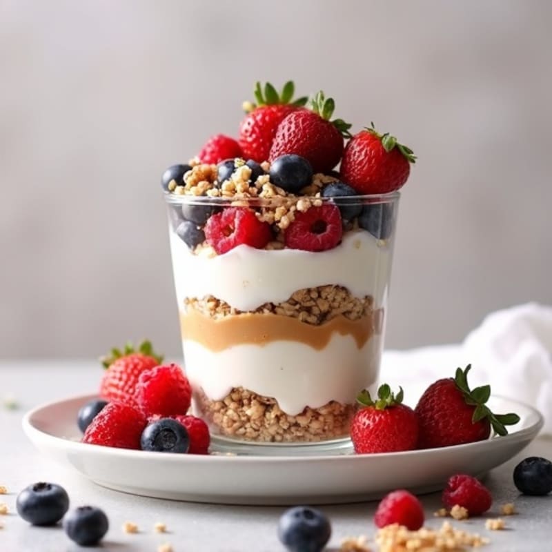 Creamy Greek Yogurt Parfait with Mixed Berries and Almond Butter
