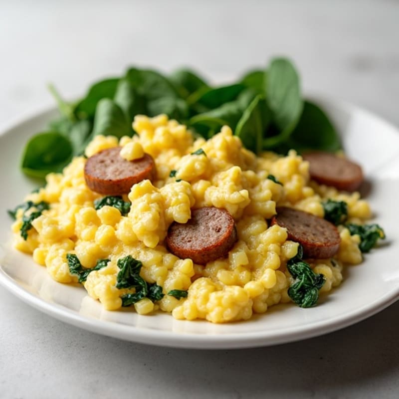Egg White Scramble with Spinach and Turkey Sausage
