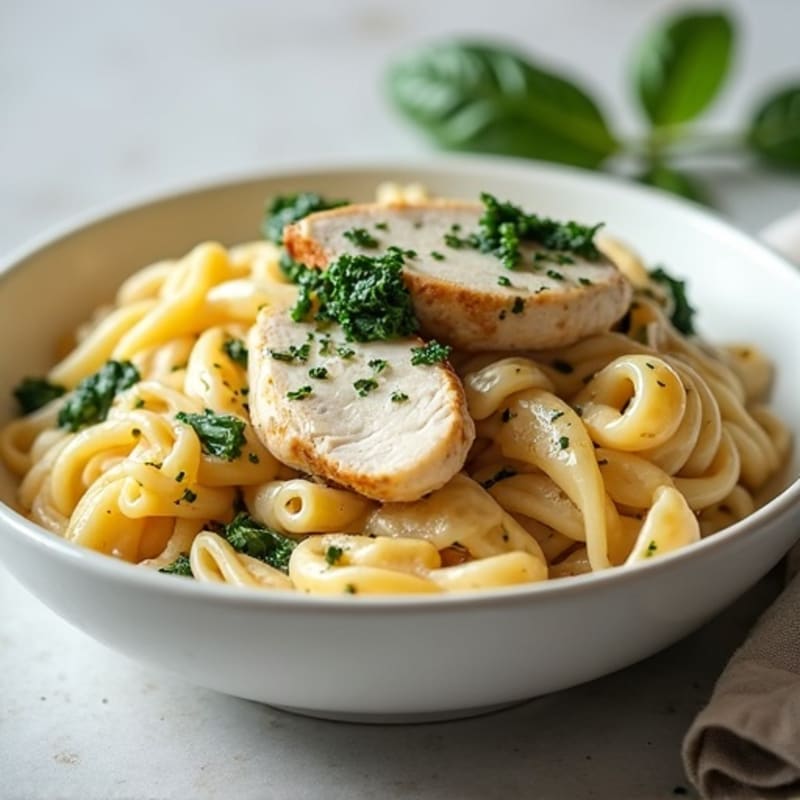 Healthy Creamy Chicken Alfredo Pasta