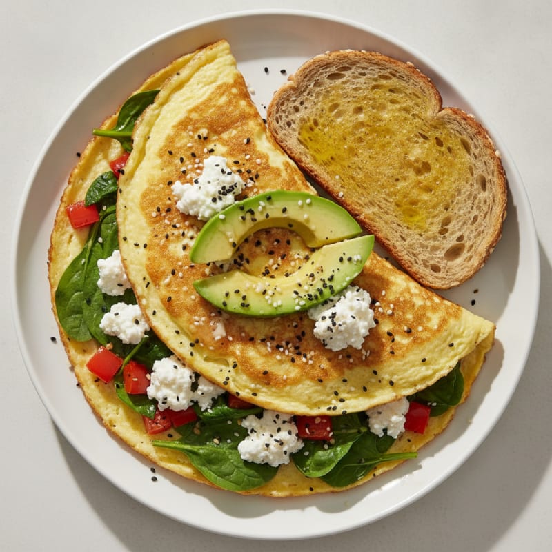 Egg White Veggie Omelet with Cottage Cheese