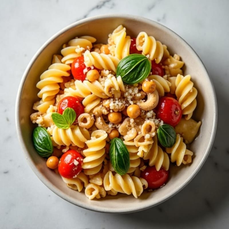 Creamy Cashew Garlic Pasta with Roasted Vegetables