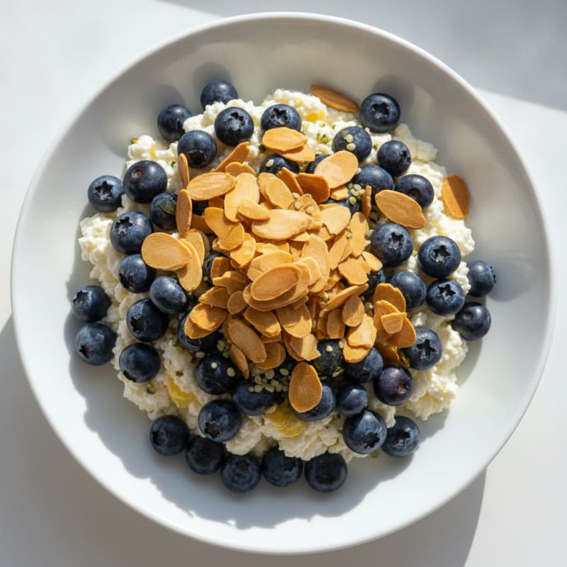 Cottage Cheese Berry Parfait with Almond Crunch