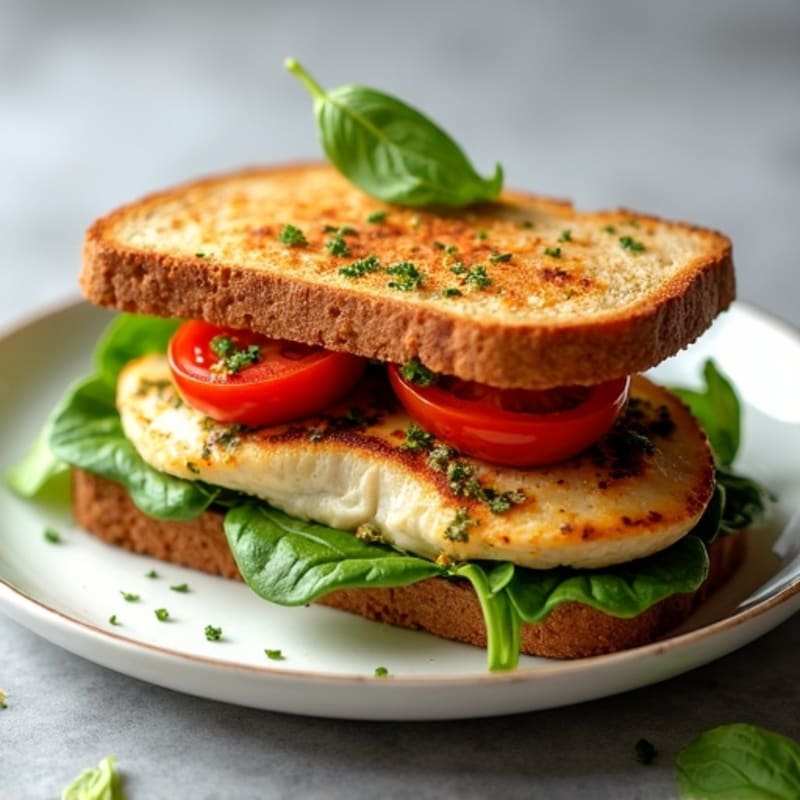 Fresh Basil Pesto Chicken Sandwich with Roasted Tomatoes