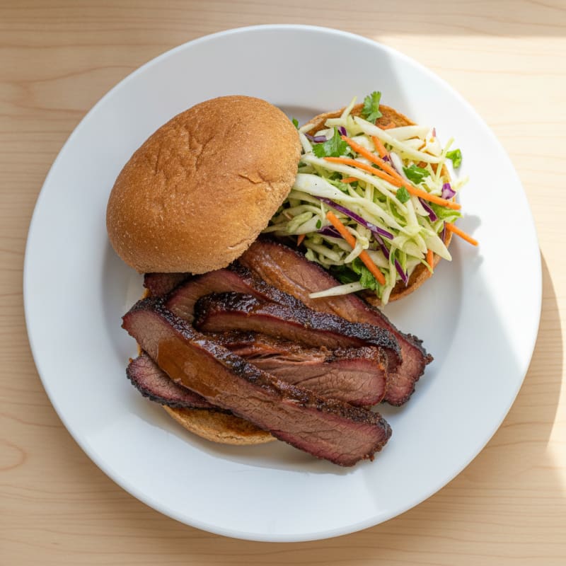 Smoky Brisket Sandwich with Tangy Slaw
