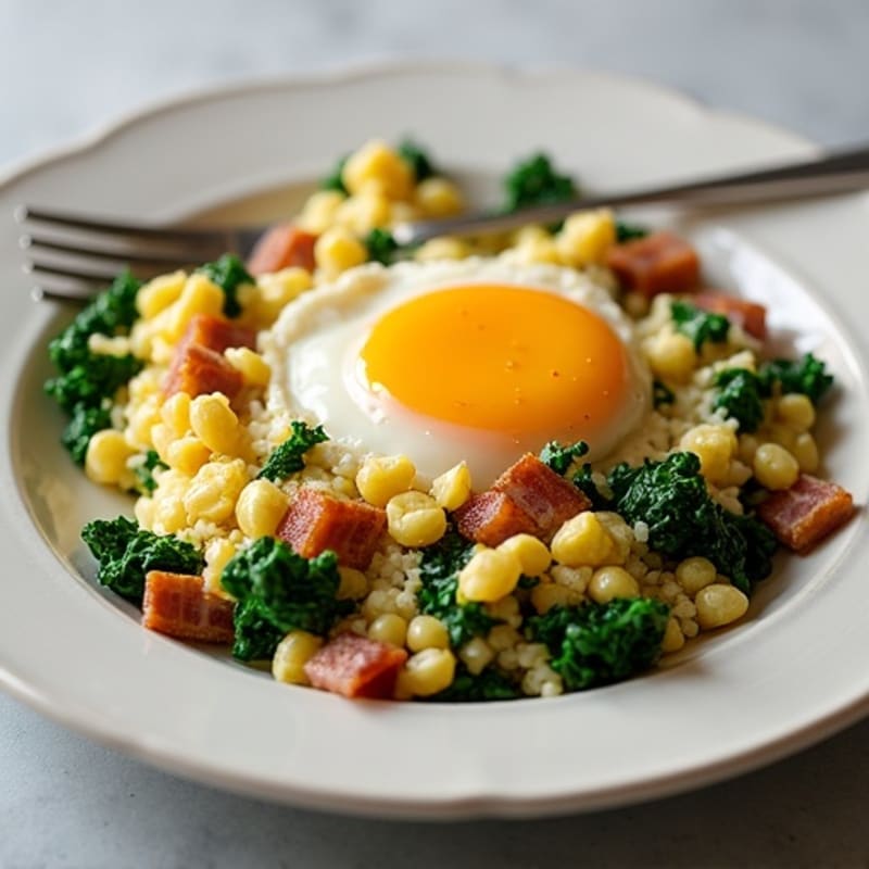 Cottage Cheese Scramble with Spinach and Turkey Bacon