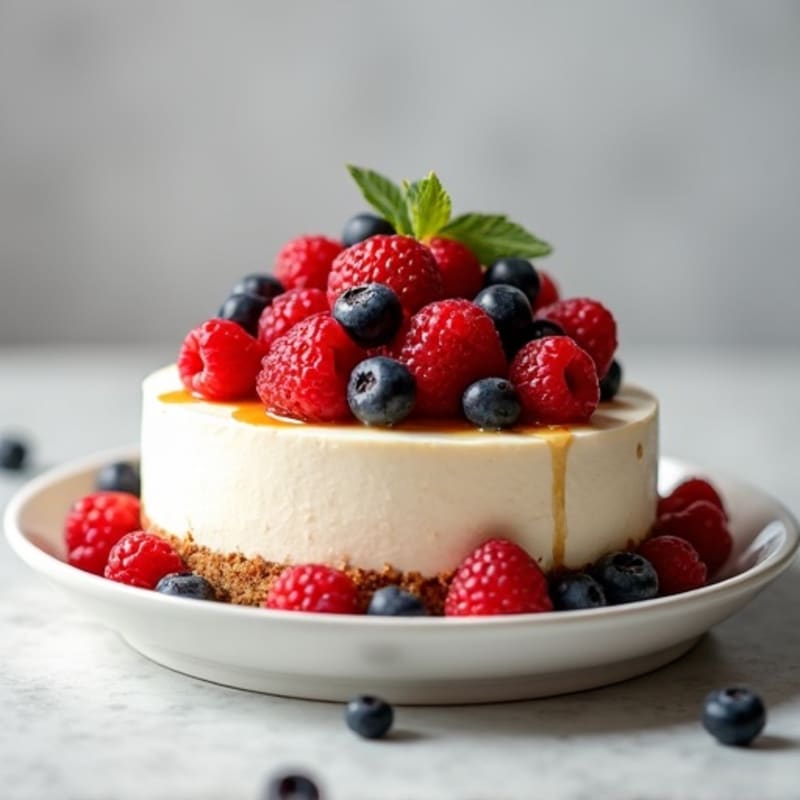 Greek Yogurt Protein Cheesecake with Mixed Berries