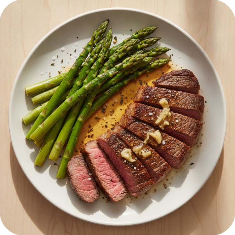 Garlic Butter Steak with Asparagus